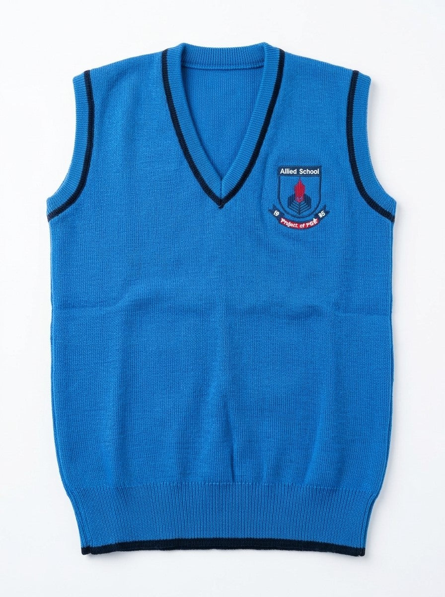 Allied School Official Sleeveless V-Neck Sweater / Vest – Royal Blue