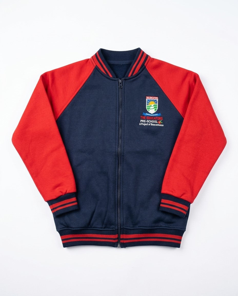 The Educators Pre-School Official Zipper Varsity Jacket – Navy Blue & Red